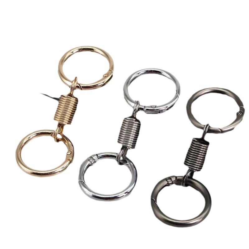 2025 Trendy Internet Celebrity Spring Double-Ring Keychain Industrial Design Stylish Keychain Pendant Metal Key Chain
