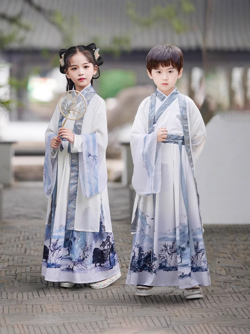 Древний костюм для детей Ханфу Госян костюм для мальчиков и девочек для школьников церемония написания и выступления