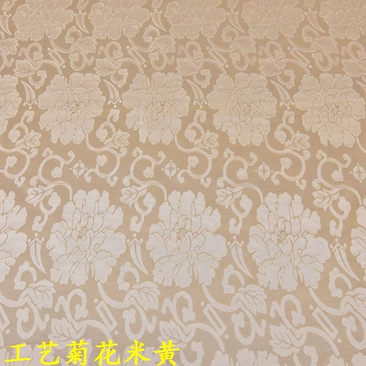 Ancient-Style Fabric Manufacturers Wholesale Home Textile Fabrics, Handicrafts, Chrysanthemum Fabric, Dark Jacquard, Large Jacquard Fabric