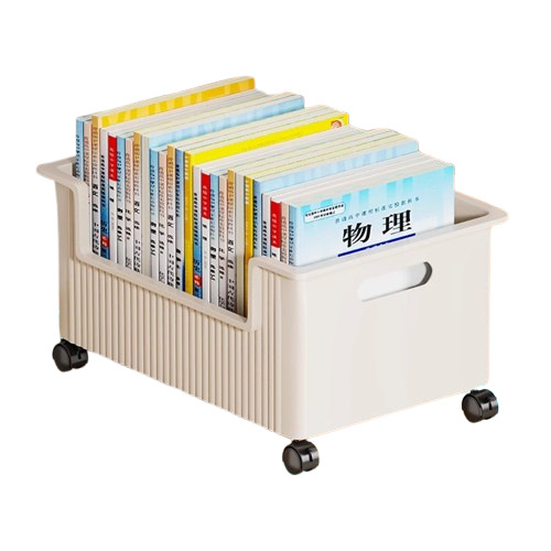 Under-Table Storage Rack Small Bookshelf Next to Desk Learning Desk Floor-Standing Movable Organize Shelf Book Storage Pulley