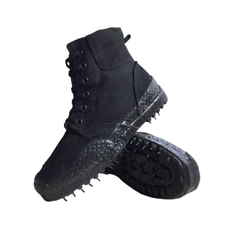 Men's Training Shoes Black High-Top Training Shoes Breathable Canvas Shoes Wear-Resistant Rubber Shoes Training Summer Rubber Training Shoes