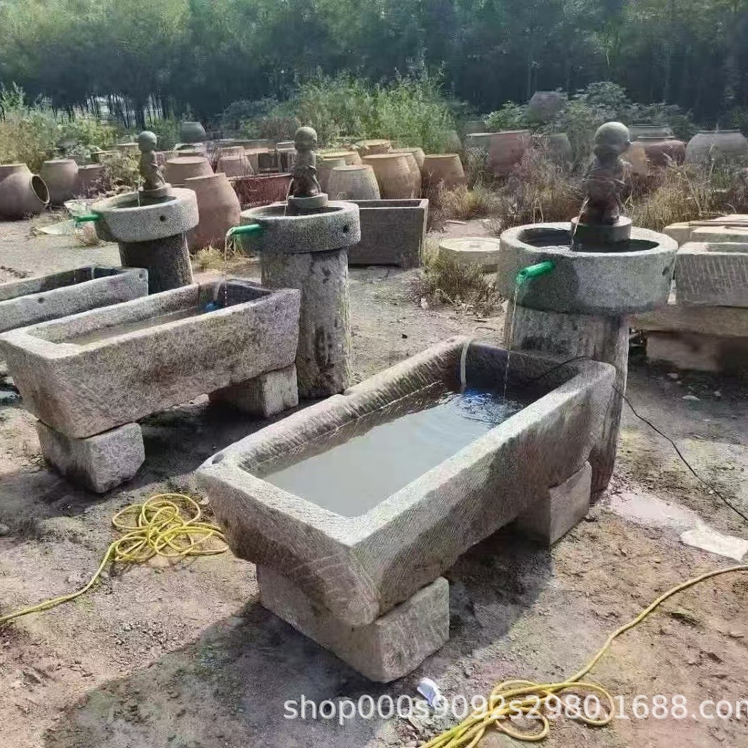 Manufacturer Stone Sink Fish Pond Courtyard Landscape Stone Sink Flowing Water Ornaments Courtyard Waterscape Landscaping Decoration Old Stone Sink