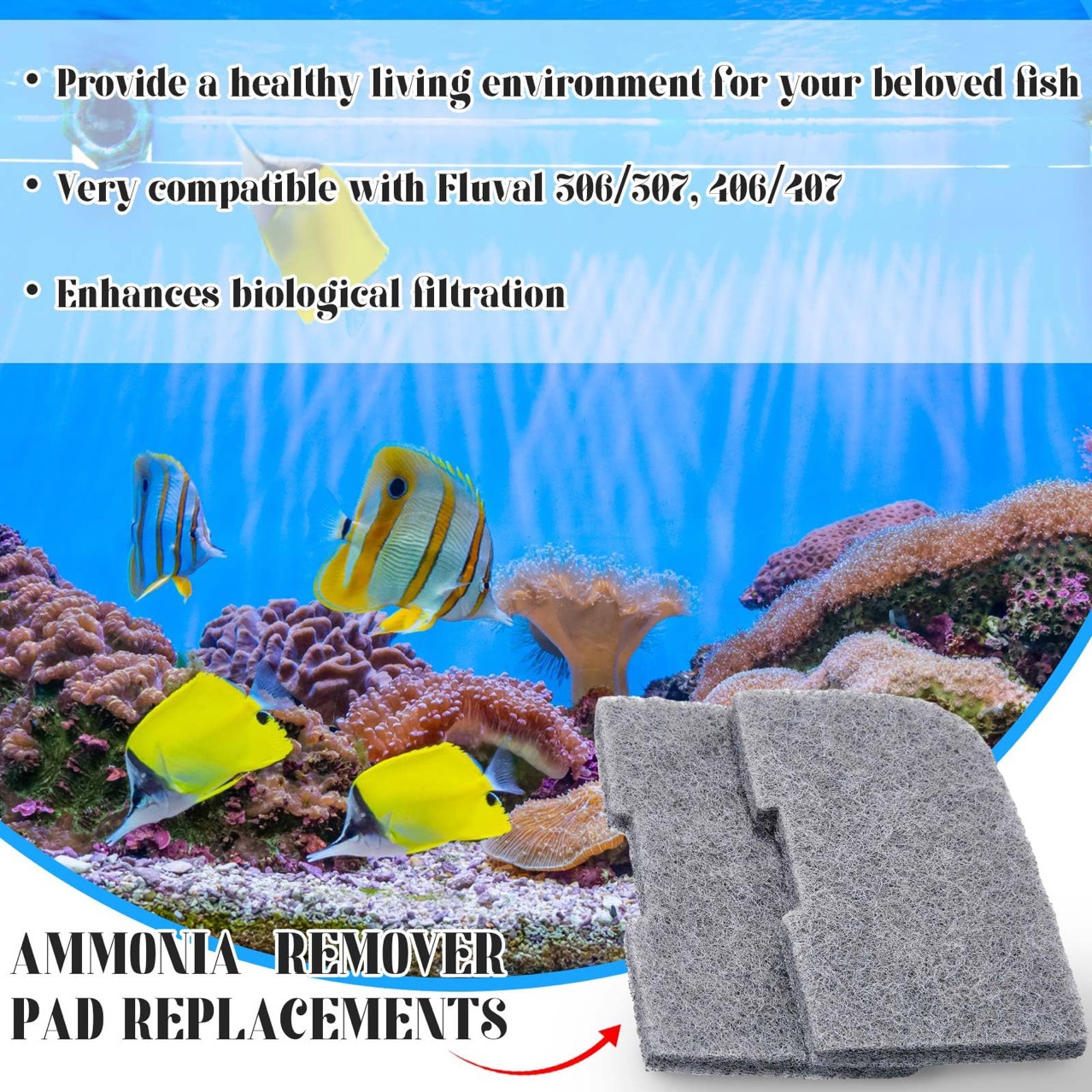 Cross-Border Aquarium Ammonia Removal Pad Compatible with Fluval 306/307/406/407 Aquarium Filter