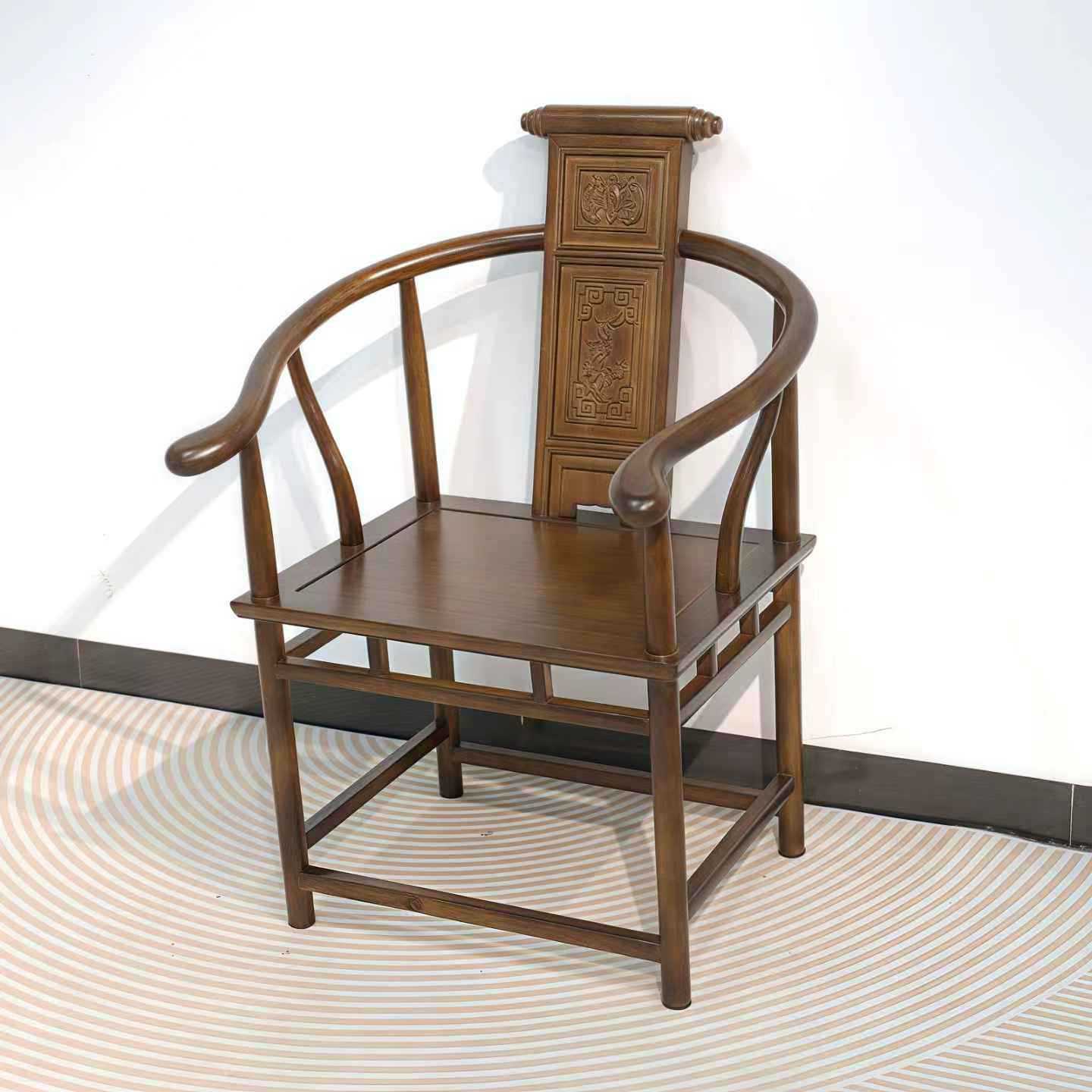 Solid Wood Circle Chair New Chinese Style Chair for Tea Drinking Home Restaurant Tea House Hotel Tea Table Dining Chair Master Chair Antique Chair