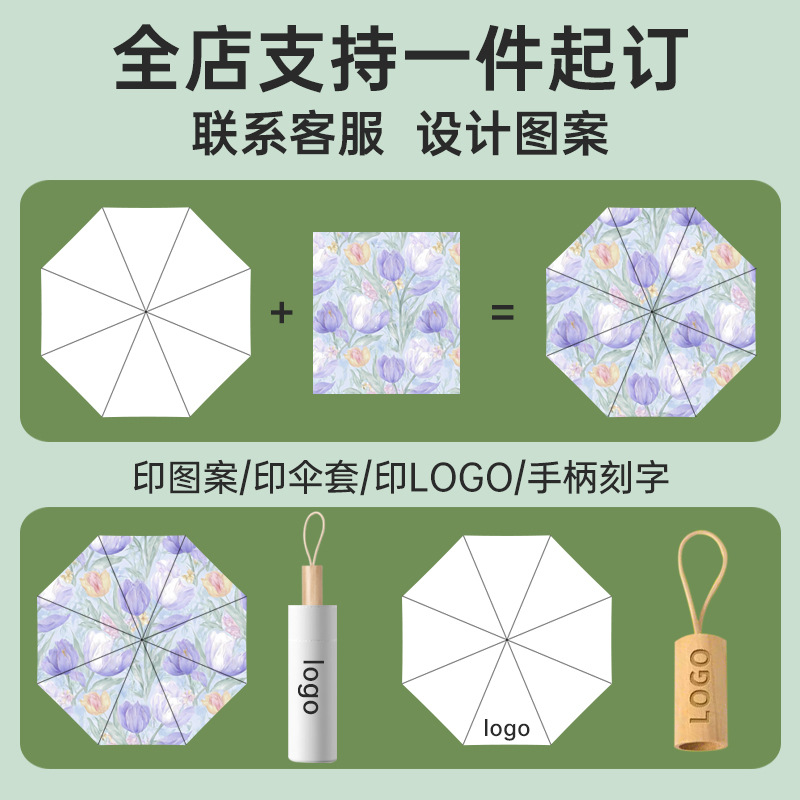 Flat 60% mini vinyl sunscreen umbrella women's high-end sun umbrella wholesale sunny umbrella custom advertising sunshade umbrella