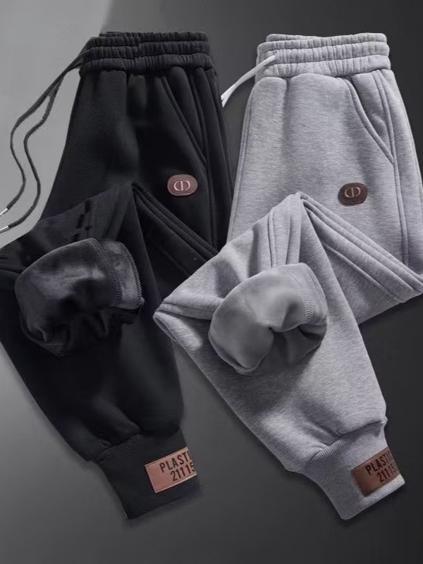 Зимние спортивные брюки с флисовой подкладкой, утолщенные, тяжелые, свободные, серые, трикотажные, большие размеры, повседневные