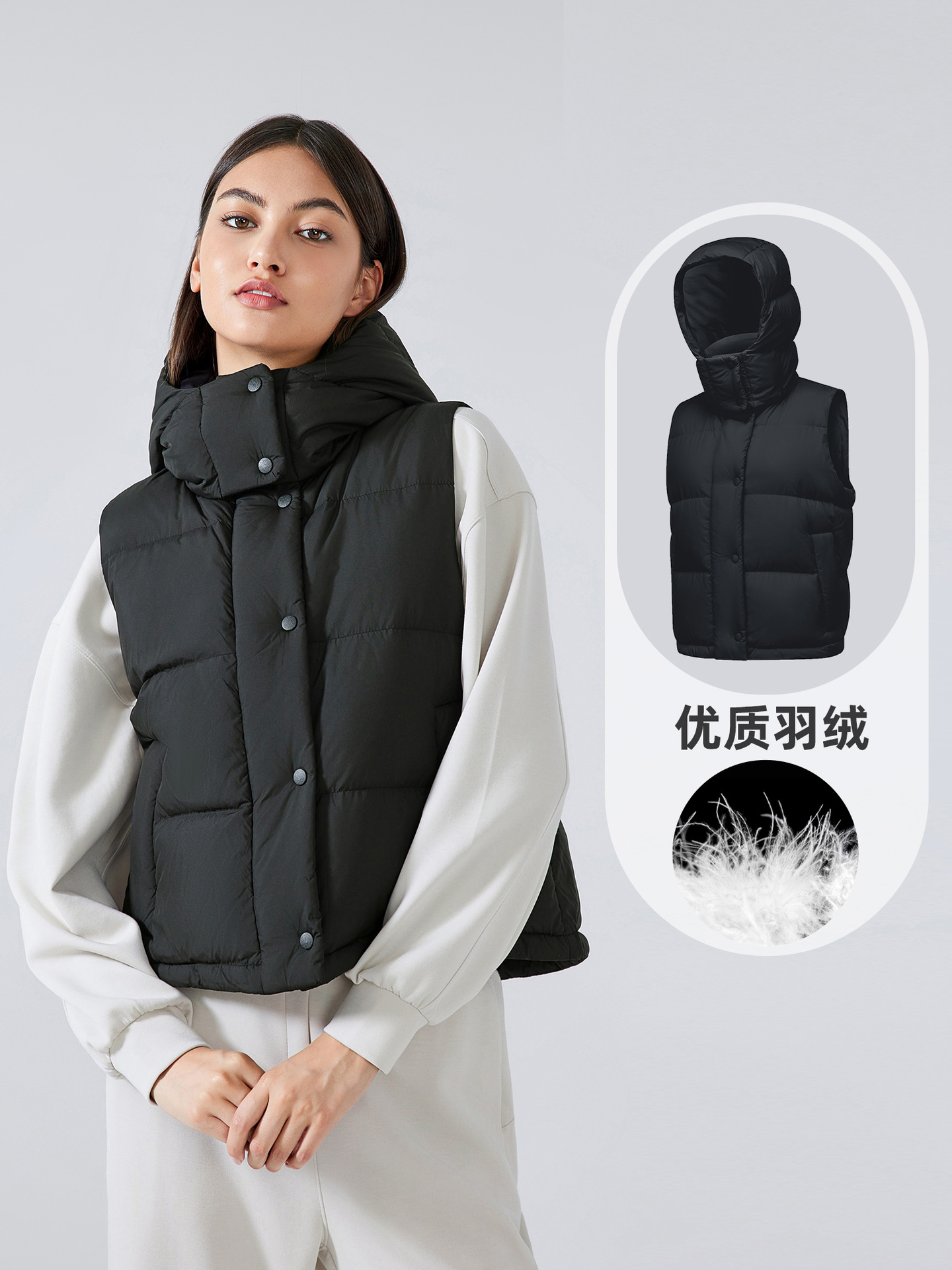 Новая зимняя куртка из пуха с стоячим воротником для женщин, короткая, повседневная, с detachable hood, теплая, DAW159