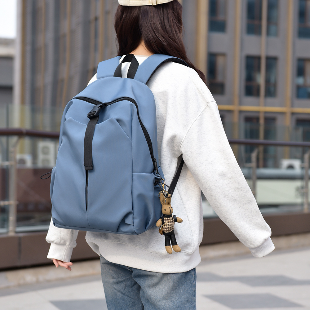New Japanese and Korean Simple Large-Capacity Solid Color Backpack University High School Bag Campus Backpack Men and Women Same Style Wholesale