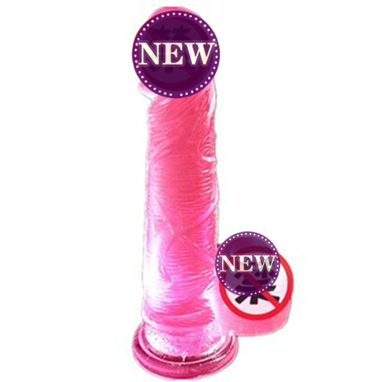 Powerful Suction Cup Transparent Crystal Color Emulation Penis Manual Soft Glue Female Flirting Masturbator