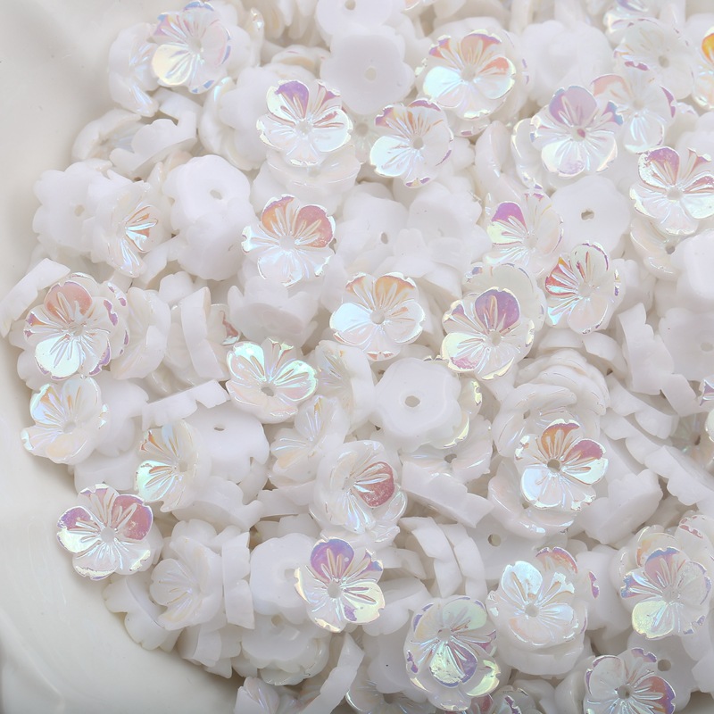 About 9mm resin imitation shell AB color five small flower plum blossom bowl flower diy jewelry accessories nail nail material