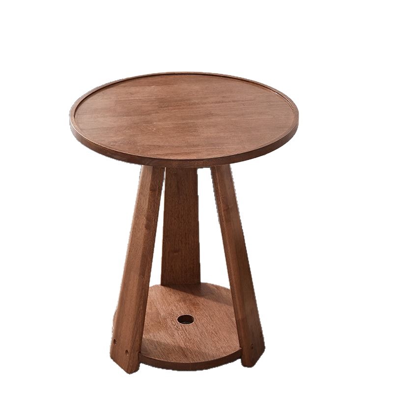 Light Luxury Solid Wood Small Coffee Table, Sofa Side Table, Mini Storage Small Round Table, Living Room, All Solid Wood Bedroom Bedside Corner Table