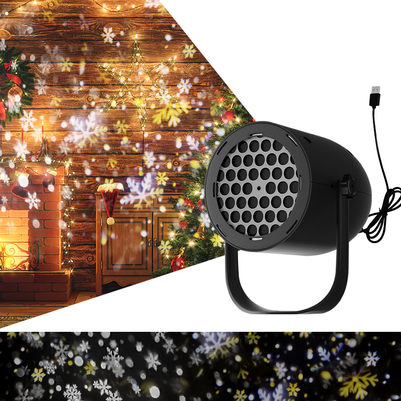 Cross-Border Manufacturer Led Snowflake Projection Lamp USB Film Picture Rotating Lamp Christmas Decoration Atmosphere Accessible Luxury Atmosphere Lamp