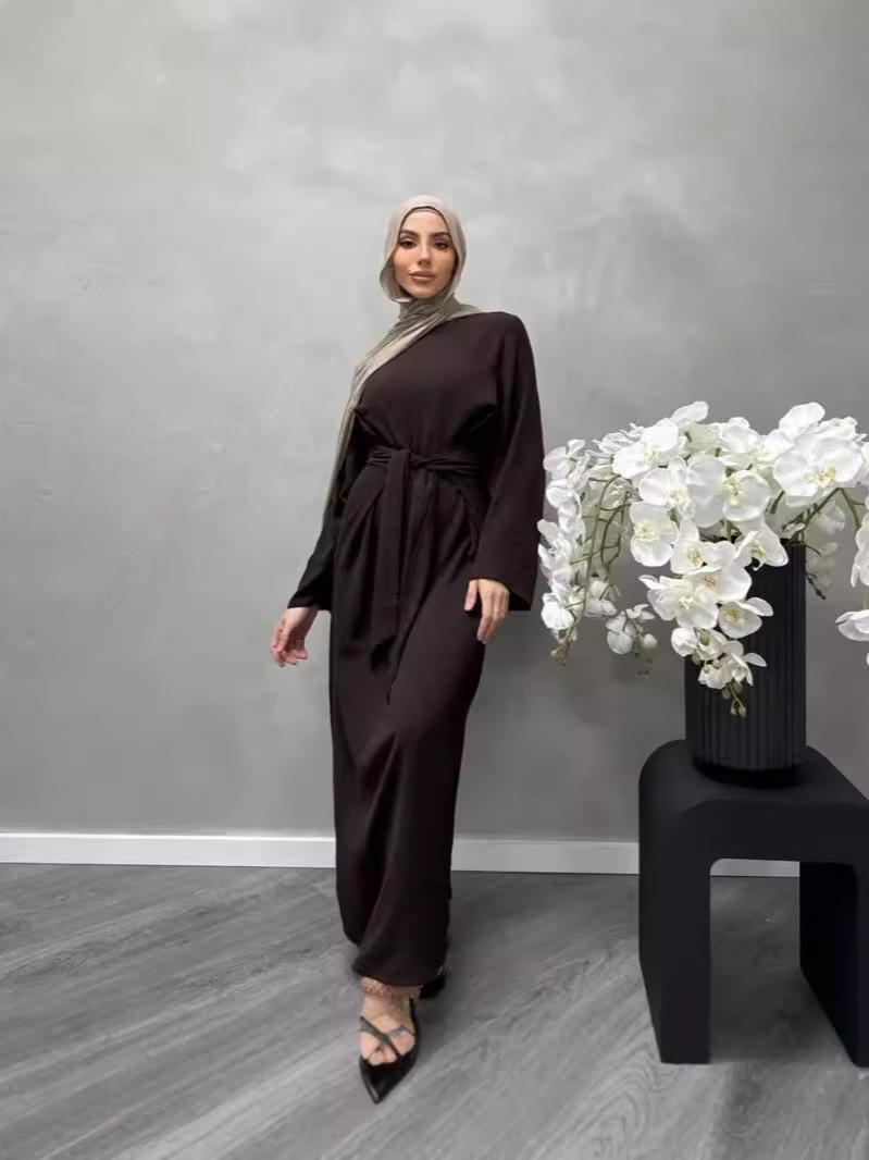 2024 Cross Border Muslim Ladies Dame dress Dubai Abaya Solid Color Prayer Costume Fashion Turkey