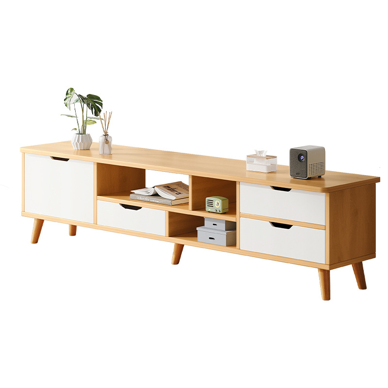 Nordic TV cabinet modern minimalist bedroom living room home small apartment solid wood leg coffee table TV cabinet combination