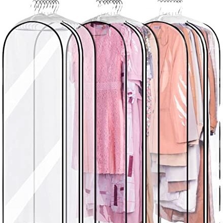 Clothes Dust Cover Hanging Garment Bag Transparent suit Bag Set Dustproof Clothes Cover Bag Full Zipper for Wardrobe Storage