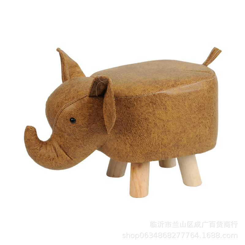 Cartoon Animal Stool Creative Shoe Changing Stool Technology Cloth Solid Wood Elephant Stool Rabbit Sub-net Red Children's Sofa