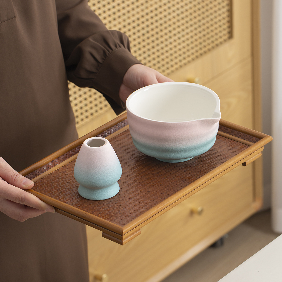 Cross-border Japanese-style Matcha Tea Set suit Matcha Bowl with Mouth Tea