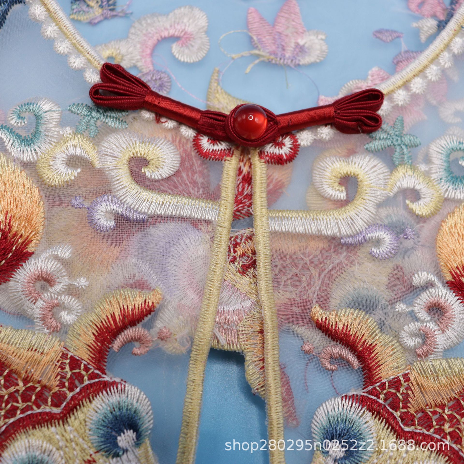 Chinese style children's clothing Hanfu cloud shoulder strap hanging ear goldfish collar embroidered gauze lace collar decorative collar small cape