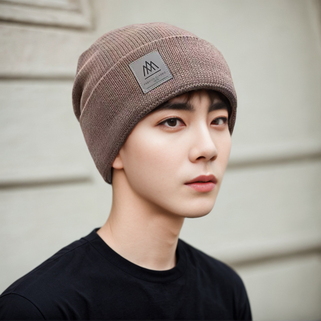 Foreign Trade Hat Men's Winter Windproof Cold-proof Warm Wool Knitted Hat Super Thick Thickened fleece-lined Baotou Cap Big Head