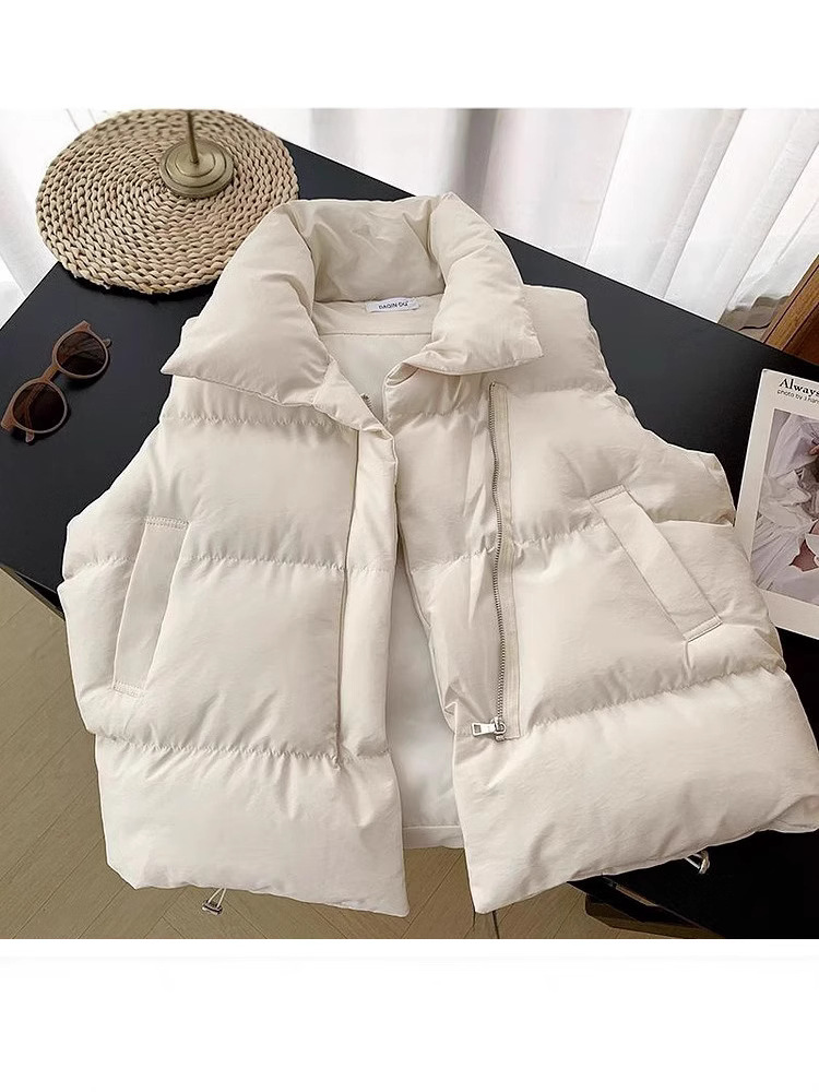 Cotton Vest Women's 2024 Autumn and Winter Korean Style Chanel Style Stand Collar New Sleeveless Cotton-padded Jacket Vest Outer Wear Vest Trendy