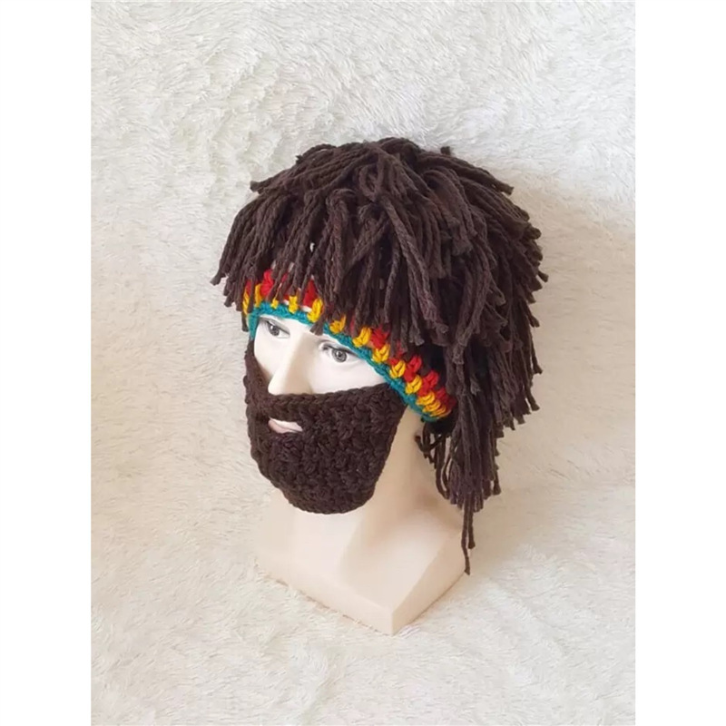Creative spoof fake beard hat European and American knitted beard cotton hat funny wool knitting cotton ear protection