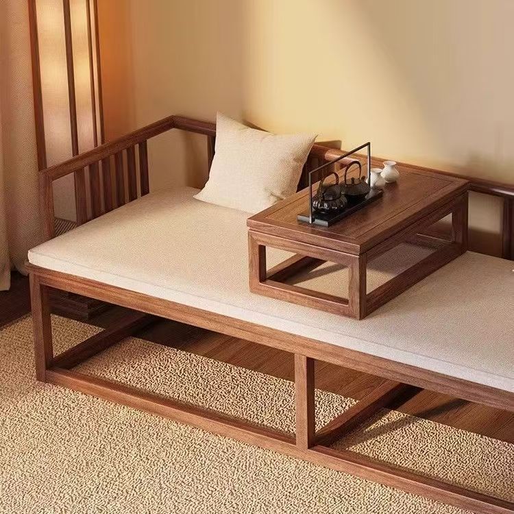 New Chinese-style Full Solid Wood Rohan Bed Ming-style Living Room Household Small Apartment Simple Sofa Bed Dual-use Rest Rohan Chair