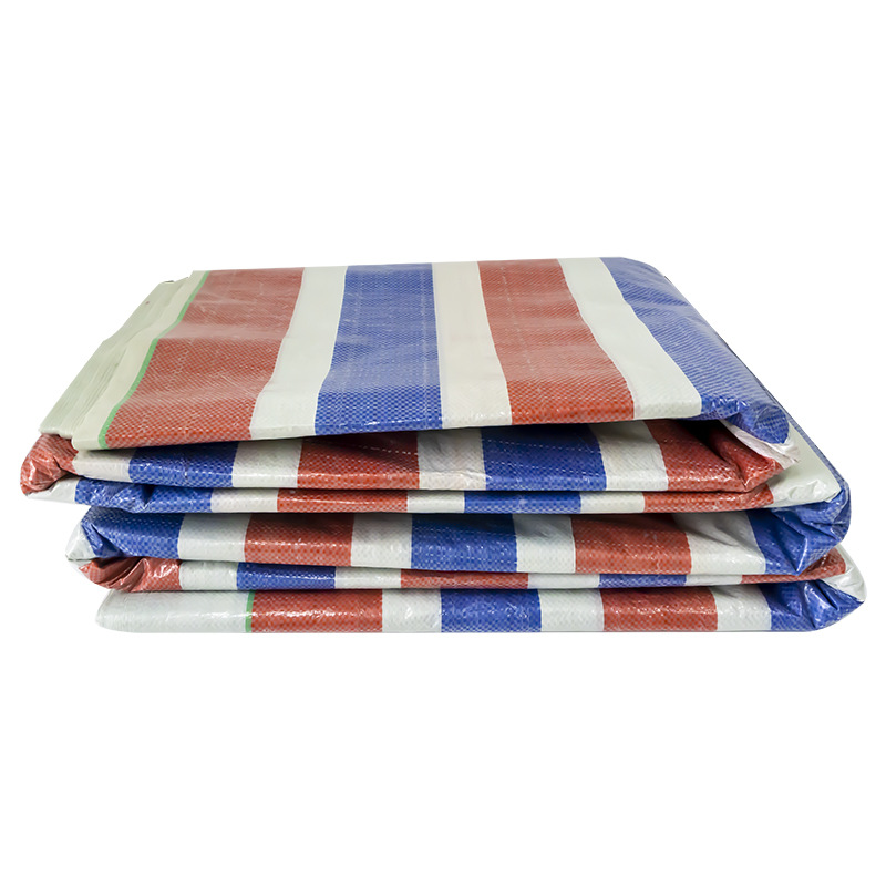 In stock PE double coated color stripe cloth New Material double-sided waterproof cloth construction site goods yard dustproof windproof color stripe cloth