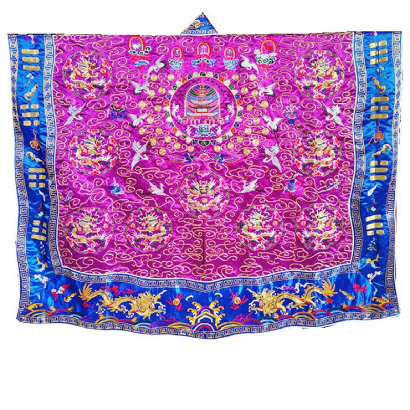 Dragon Robe with Gold Thread, High-Power Robe, Taoist Robe, Imitation Hand-Embroidered Blue-Edged Nine Dragons Taoist Robe