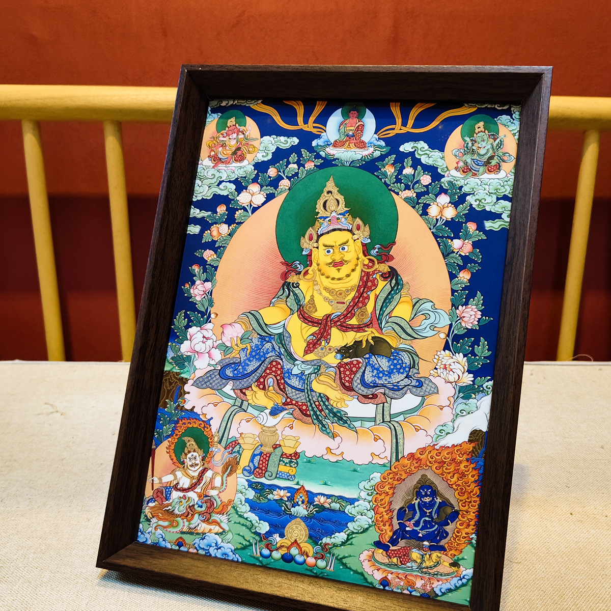 Thangka Yellow God of Wealth Big Black Day Buddha Hanging Painting Desktop Table Guanyin Bodhisattva Rich and Lucky Entrance Decorative Painting
