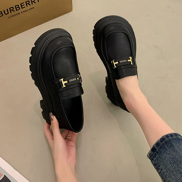 British Style Small Leather Shoes Women's 2025 New Spring Women's Shoes Thick-soled Spring and Autumn Single-layer Shoes Slip-on Loafers