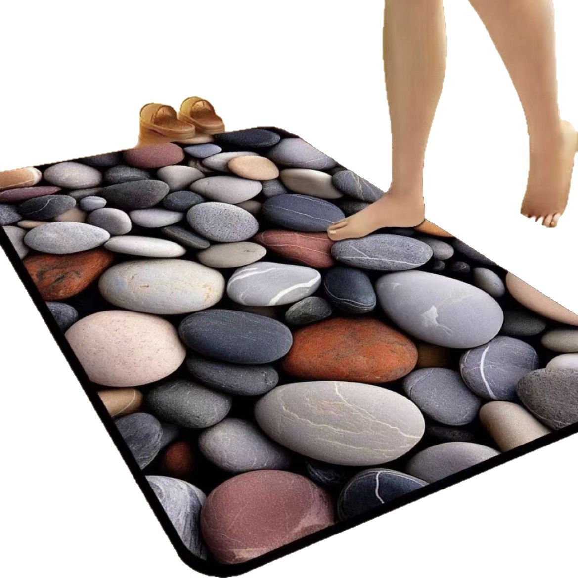 Creative Pebble Butterfly Diatom Mud Water-Absorbent Quick-Drying Foot Mat Bathroom Kitchen Stain-Resistant Non-Slip Bathroom Floor Mat