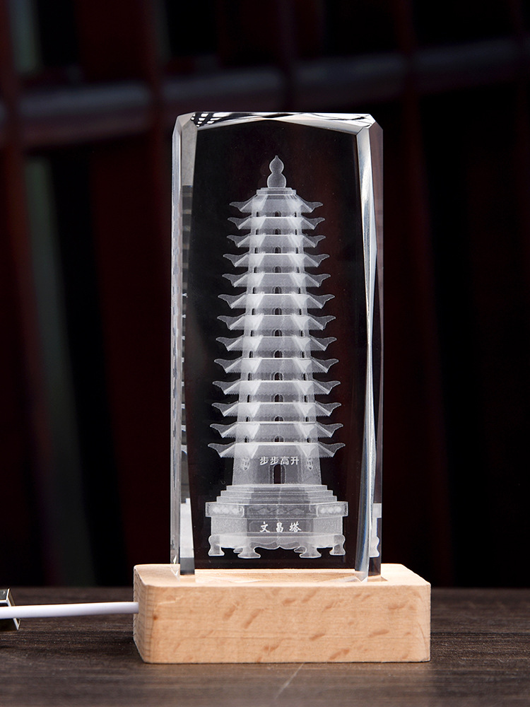 Crystal Nine-layer Thirteen-layer Wenchang Tower Ornaments Office Desktop Ornaments Children's Room Desk Entrance Gratitude Gift
