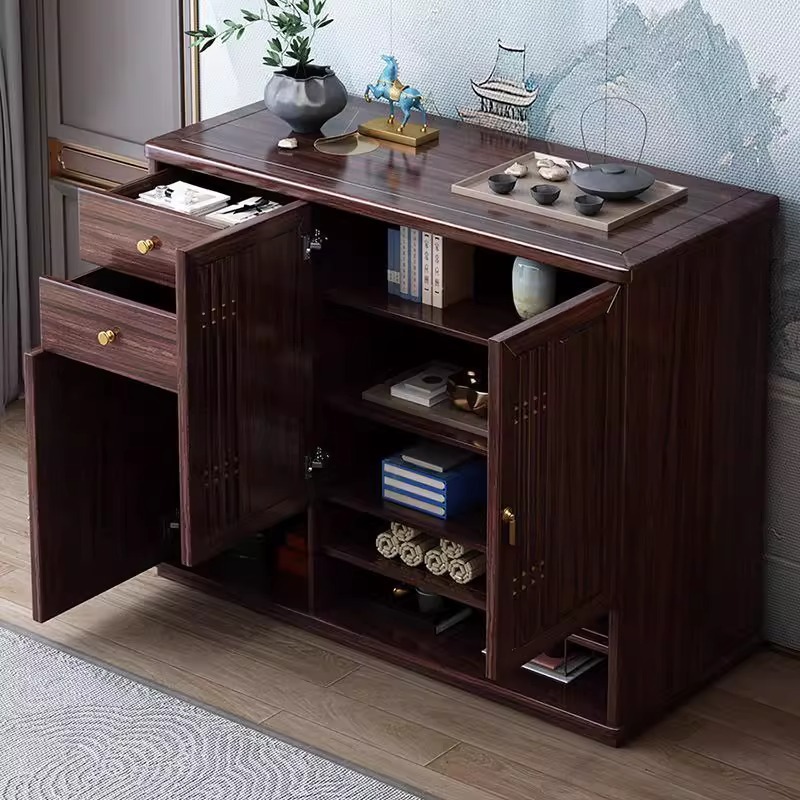 New Chinese Style Solid Wood Shoe Cabinet Home Entrance Storage Rack Entrance Wall Entrance Cabinet Solid Wood Shoe Cabinet
