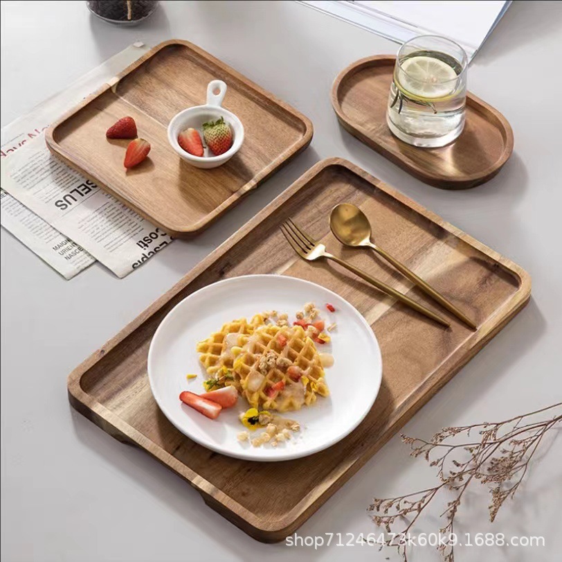 Modern Simple Household Wooden Tray Cake Shop Dim Sum Wooden Display Tray Source Wholesale Acacia Wooden Tray