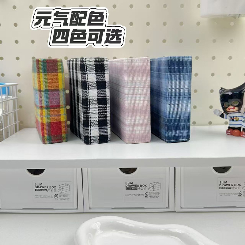 Little Red Book Candy Color Blue Pink Plaid One-Square Card Album Binder Star-Chasing Storage Album Fabric New Style