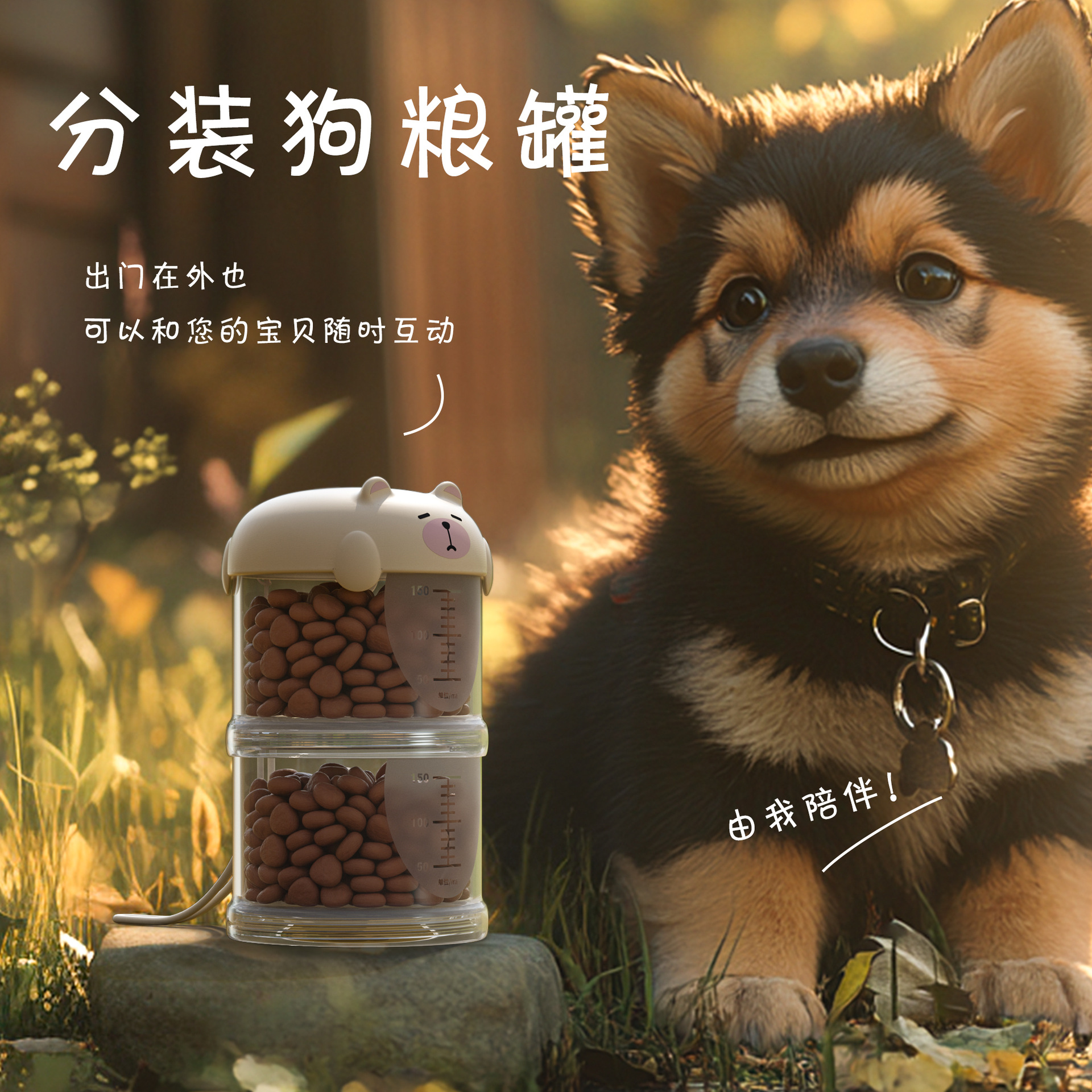 Pets Going Out Portable Grain Bucket Sub-packed Grain Storage Jar Going Out Walking Dog Water Cup Kettle Cat Dog Food Bucket Cross Border