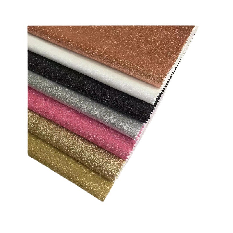 Glitter Non-Woven Glitter Leather Fabric Waterproof Pu Leather Artificial Leather Double-Sided Adhesiveable Textile Fabric