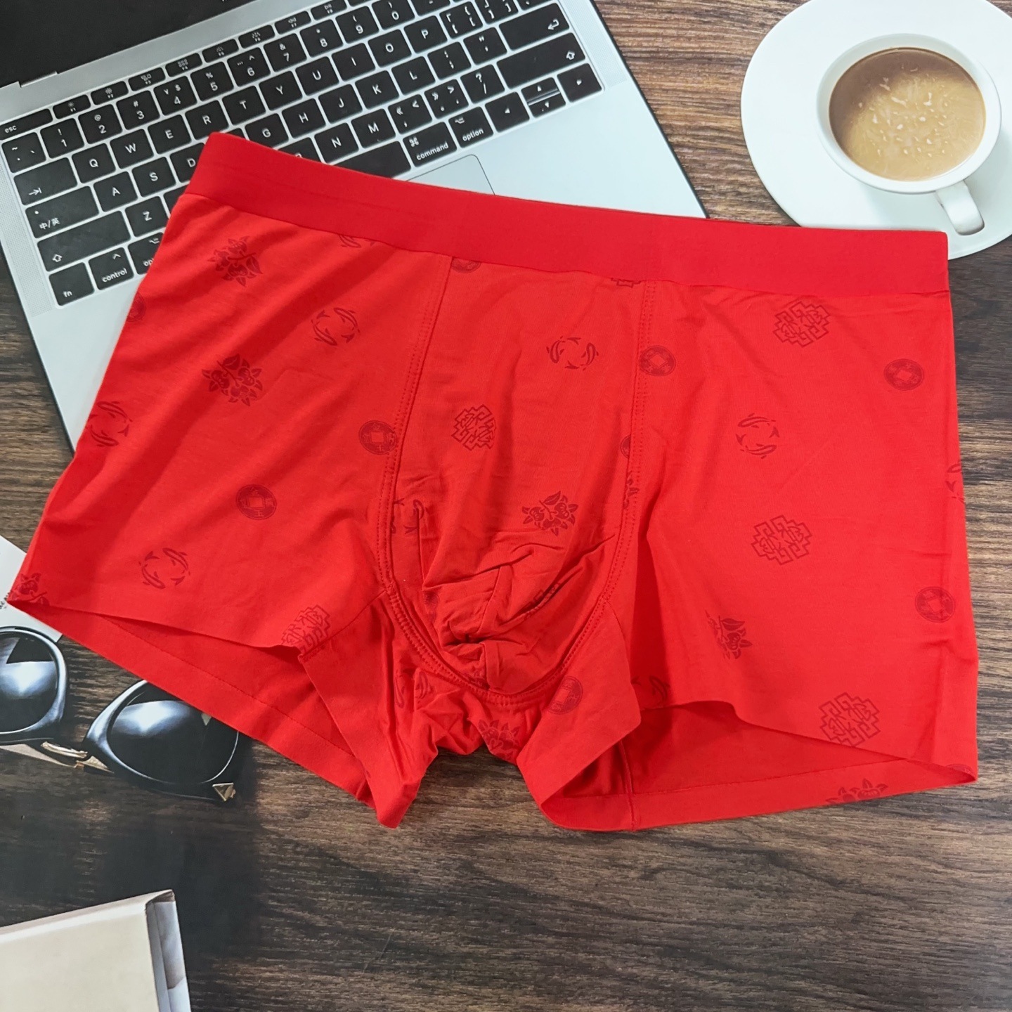 Red Seamless Men's Pants 60 Count Ultra-Fine Lenzing Modal Plant 3A Antibacterial Bottom Men's Boxer Briefs for the Year of Birth