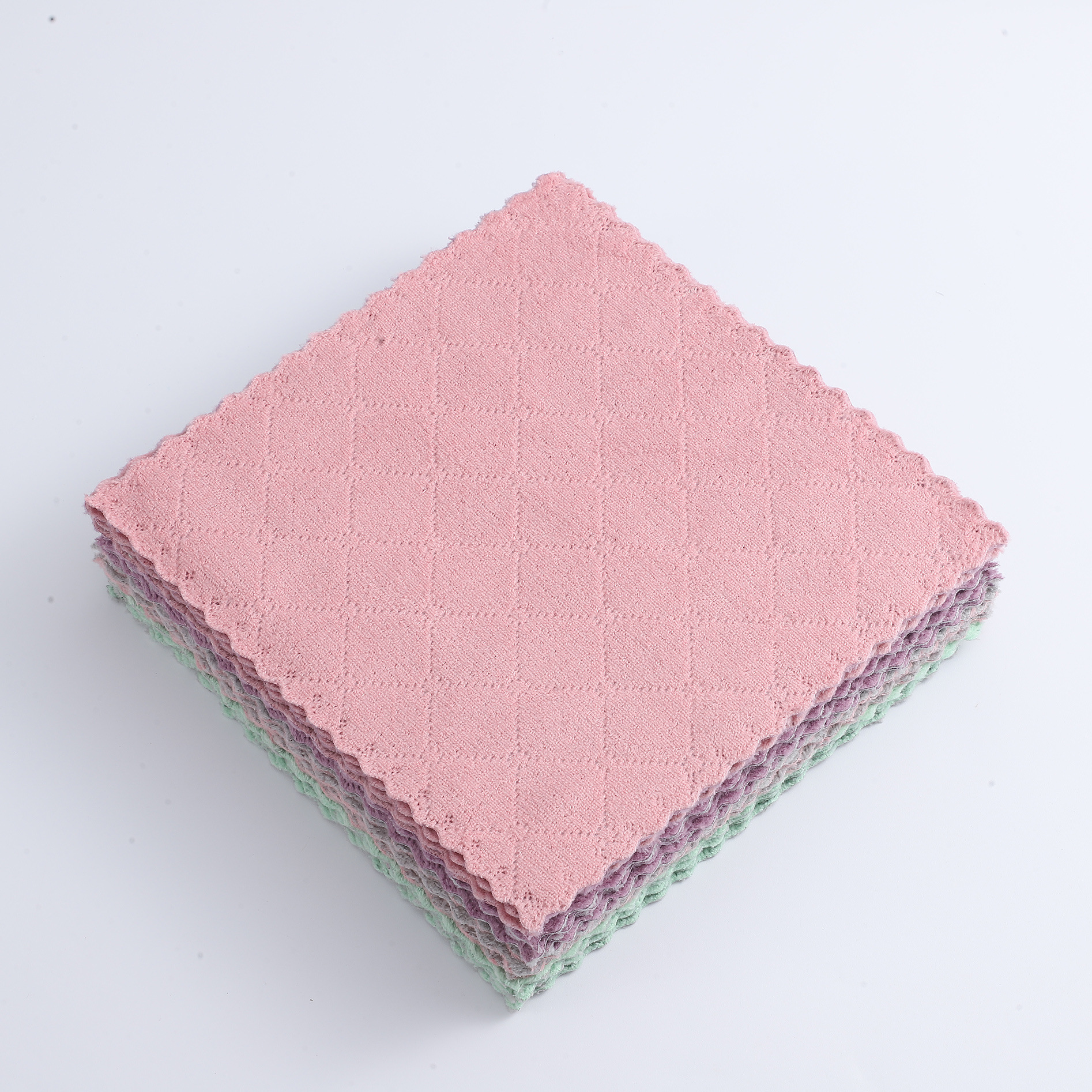 Kitchen double-sided rag scouring pad dish towel thickened enlarged coral fleece dish cloth absorbent non-oil wipe 