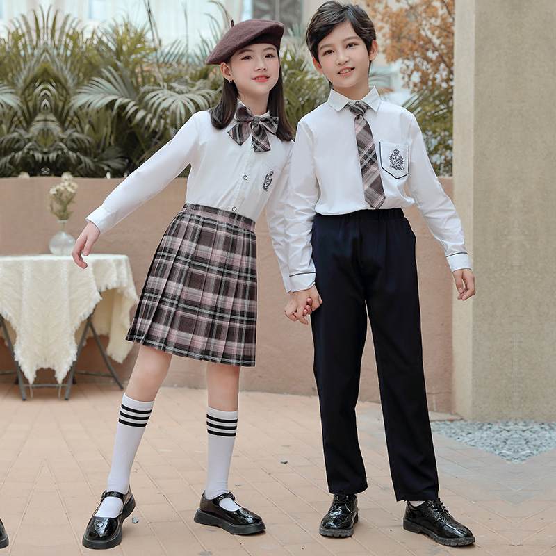 Primary School Uniforms, Spring & Fall Kindergarten Uniforms, Kidsren's Class Uniforms, Performance British Preppy Style Shirts for Boys and Girls