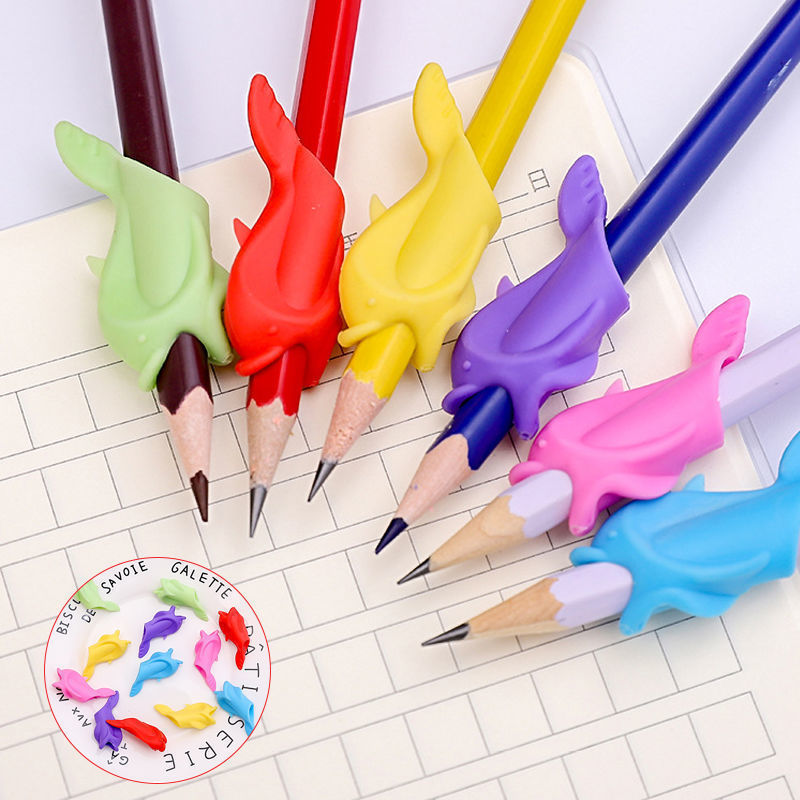 Dolphin pen grip children's writing grip cartoon soft silicone student pencil calligraphy learning fish straightener
