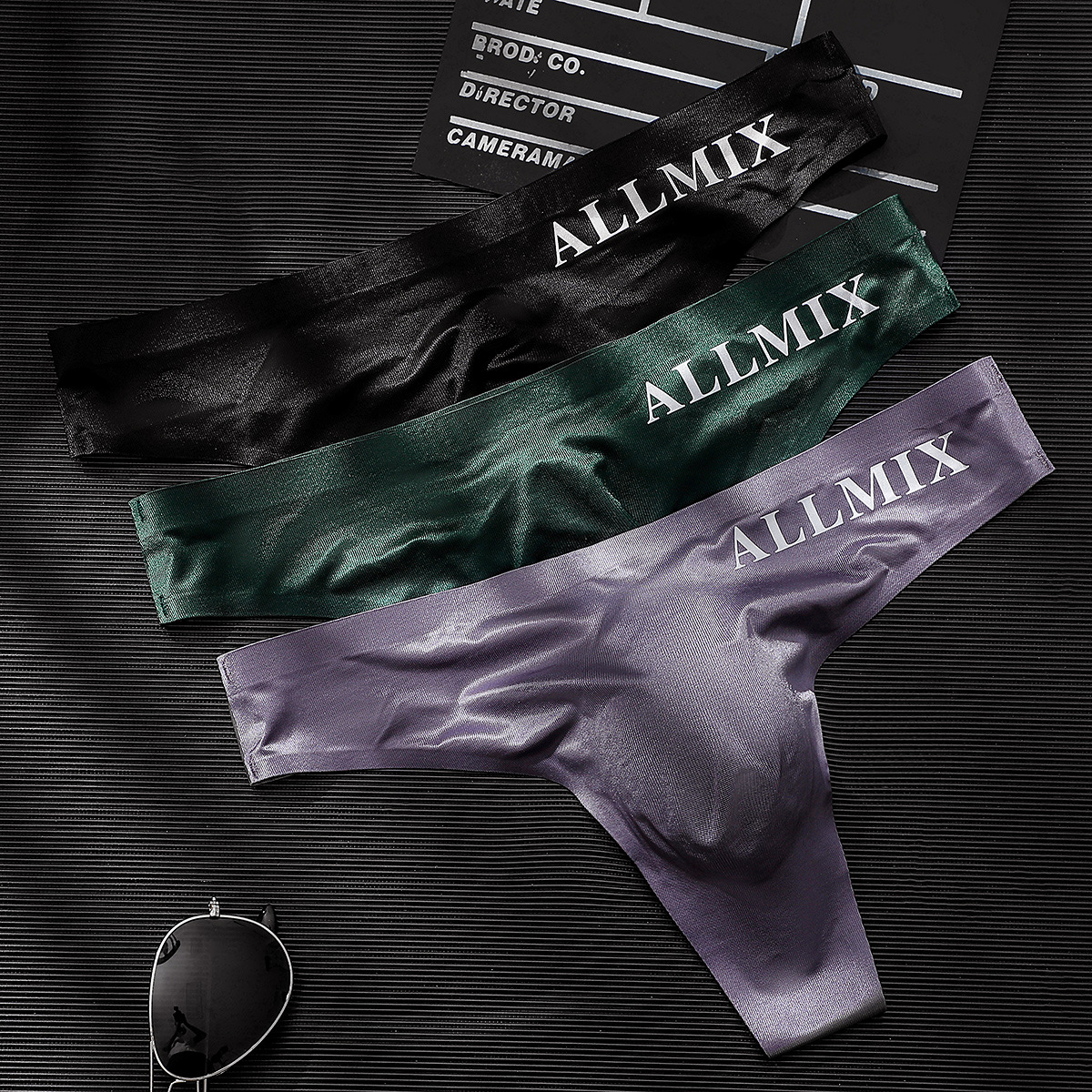 Foreign Trade Men's Sexy Sports Fitness Letter Thin Transparent Showing Hip Ice Silk Low Waist Seamless Triangle Single Thong