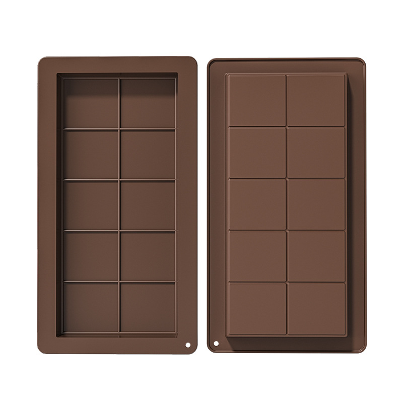 Food-Grade Cross-Border Ready-Stock New Square and Rectangular Silicone Cake Chocolate 10-Cavity Candy Mold