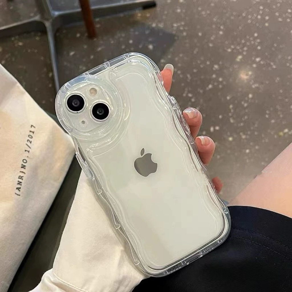 Wave Air Cushion Transparent Airbag Suitable for iPhone 17 Promax Transparent 16 Plus Anti-Drop 15/14/13 Soft Case