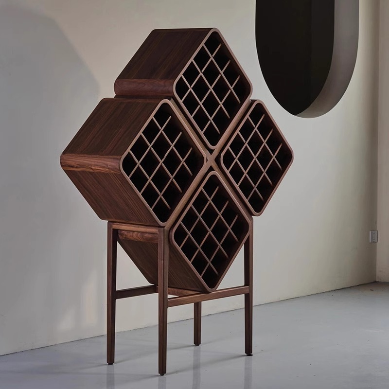 Новый Китайский Стиль Черный Орех Стеллаж для Вина Новый Высококачественный Ромбовидный Полка Домашняя Гостиная Шкаф для Вина Витрина