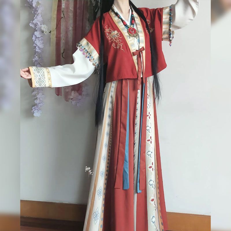 Plus-Size Hanfu for Women, Ethnic Exotic Style, Spring and Autumn Slimming Fairy-Like Layered Tang-Style Improved Ancient Suit