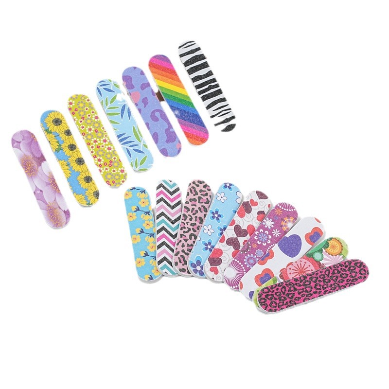 Factory Direct Sales Mini Printed Nail File Rubbing Strip Double-Sided Frosted Strip Eva Small Sand Strip Colorful Pattern Manicure
