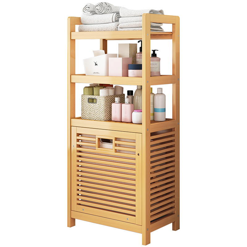 Multi-functional Multi-layer Large Solid Wood Floor Bathroom Clothes Storage Rack Clothes Basket Storage Bathroom Clothes Basket Bucket