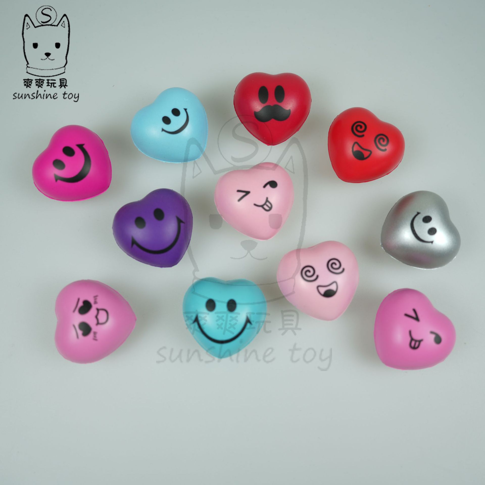 Cross-Border Valentine's Day 4cm Foam Sponge Heart Pressure Ball Rehabilitation Grip Ball Red Peach Heart Pu Ball Printed Logo