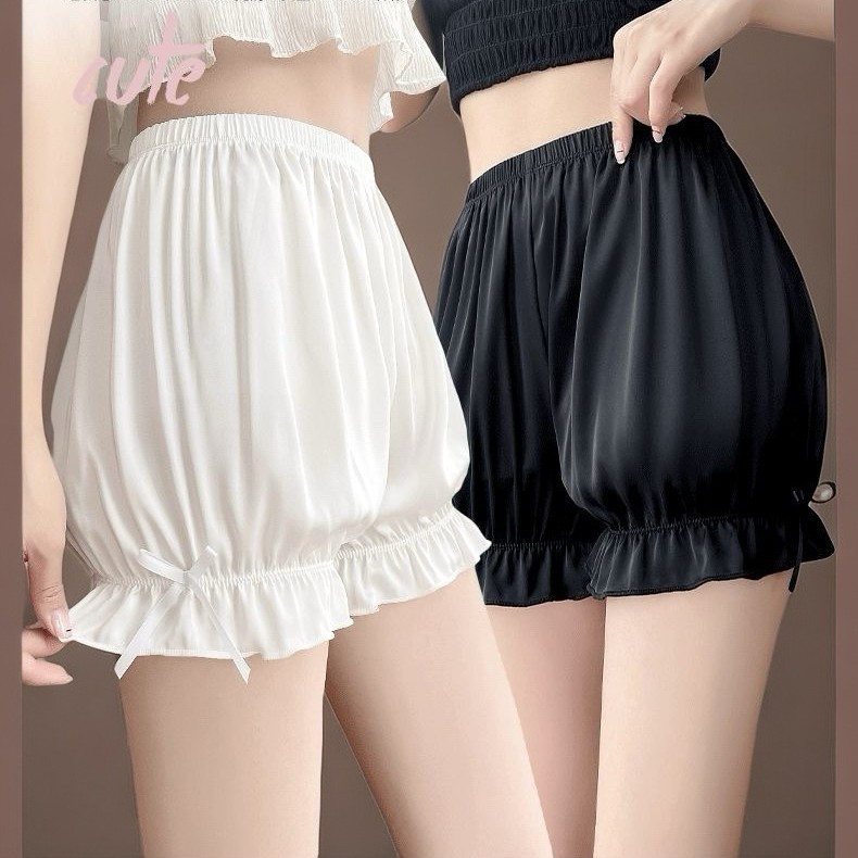 Security Pants Ice Silk Anti-Exposure Three-Point Pumpkin Pants Women's Summer Thin Bottoming Insurance Shorts Bloomers Without Curling